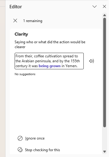 Refinements clarity query in Word